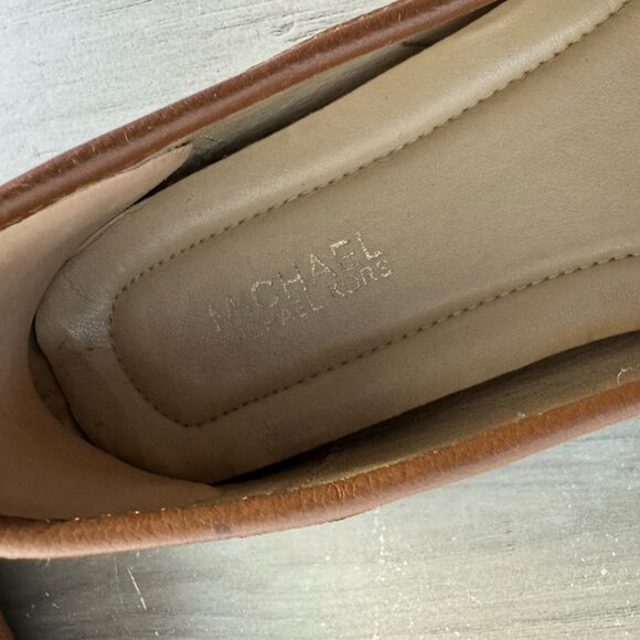 Michael Kors Hamilton Leather Brown British Tan Logo Driving Loafers Womens 6.5 - Picture 5 of 13